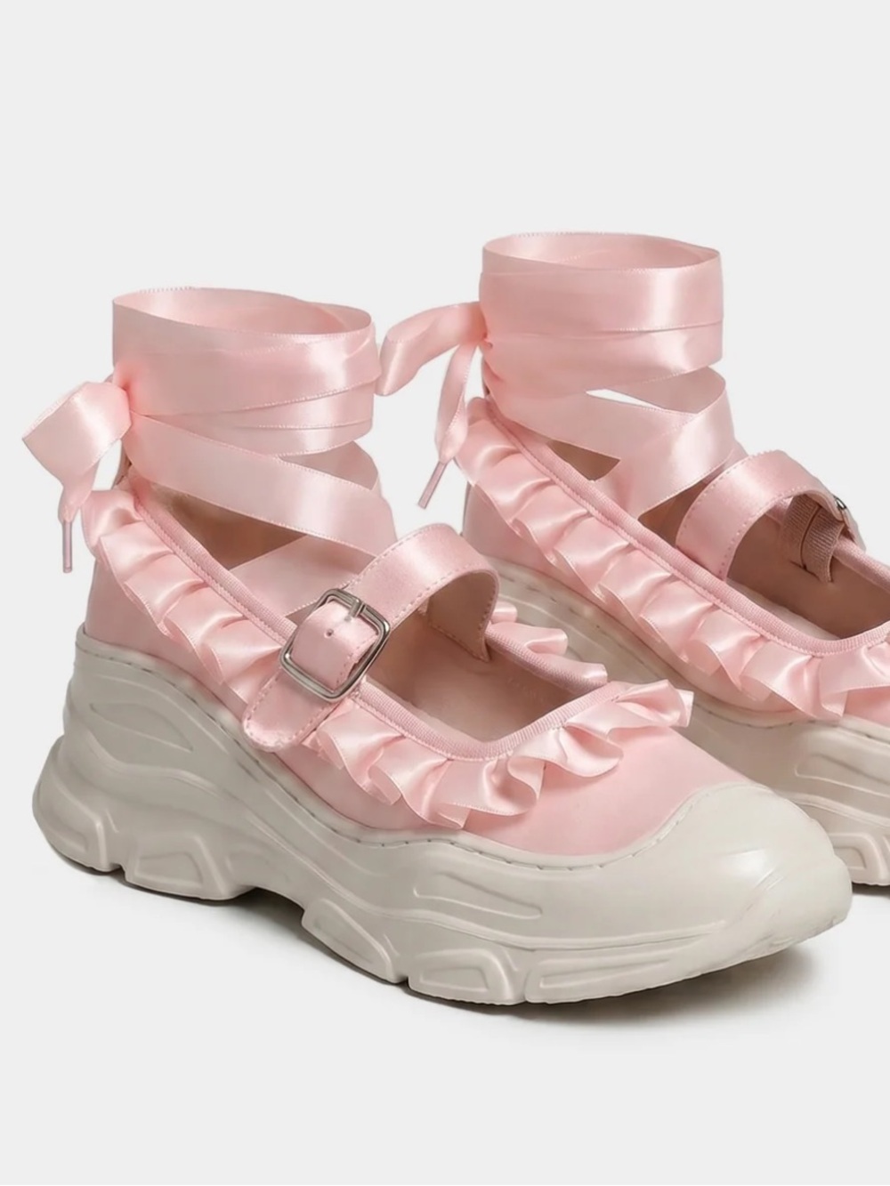 NIB Double Standard Pink Satin Mary Jane Platform Ballet Sneakers Size 37 / US 7 - Picture 11 of 15